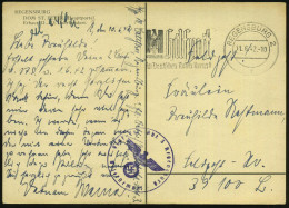 REGENSBURG 2/ T/ Hilf Mit/ Im Deutschen Roten Kreuz! 1942 (11.6.) MWSt (NS-DRK-Emblem) + Viol. 1K-HdN: Flak-Ers. Abt. 3. - Cruz Roja