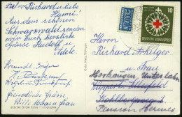 B.R.D. 1953 10 Pf. Henri Dunant "125. Geburtstag", EF = Rotkreuz-Logo (Nobelpreis 1901) Sauber Gest. (Herrenalb) Nachges - Red Cross