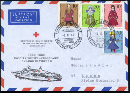 B.R.D. 1969 (3.10.) 2K-BPA: DEUTSCHE SCHIFFSPOST/MS/HELGOLAND/DRK/HOSPITALDIENST VIETNAM 2x Klar Auf BRD-Wofs-Satz (Mi.5 - Red Cross