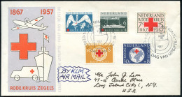 NIEDERLANDE 1967 (19.8.) "90 Jahre Niederländ. R.K.", Kompl. Satz + ET-SSt.: 's-GRAVENHAGE (R.K.-Flagge) Übersee-Flp.-FD - Red Cross