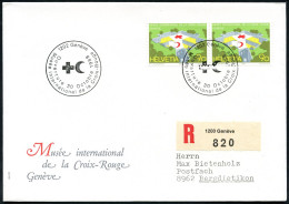 SCHWEIZ 1988 (30.10.) SSt: 1202 Genève/OUVERTURE../Musée Int. De La Croix-Rouge (Kreuz, Roter Halbmond) Auf Paar 90 C. R - Rotes Kreuz