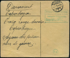 BAUTZEN/ *1a 1915 (4.7.) 1K-Gitter + Grüner Zenur-Ra.: Kriegsgefangenen-Sendung../Postverkehr-PRÜFUNGSSTELLE/Geprüft.. + - Cruz Roja