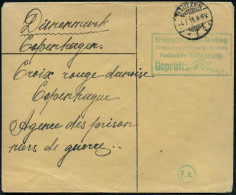 BAUTZEN/ *1a 1915 (4.7.) 1K-Gitter + Grüner Zenur-Ra.: Kriegsgefangenen-Sendung../Postverkehr-PRÜFUNGSSTELLE/Geprüft.. + - Croix-Rouge