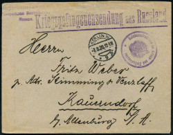 BERLIN W/ *9p 1920 (7.8.) 1K-Brücke + Viol. 1L: Kriegsgefangenensendung Aus Russland + Viol. 2K-HdN: Reichszentralstelle - Cruz Roja