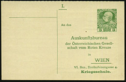 ÖSTERREICH 1914 5 H. Sonder-P. KFJ-Jubil., Grün: Auskunftsbureau Der Österr. Gesellschaft Vom Roten Kreuze Wien.. Kriegs - Rotes Kreuz