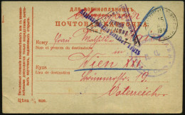 RUSSLAND /  ÖSTERREICH 1916 (25.12.) 1K: TOMSK + Viol. Lager-Zensur-2K: OMSK (Wo.2) + Viol. 1L + Viol. Eingangs-Zensur-D - Croix-Rouge