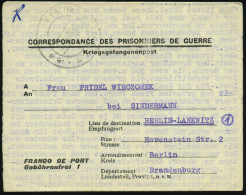 FRANKREICH 1946 (14.7.) Zweisprachiger Kgf.-Faltbf. Eines Deutschen Kgf., Viol. Zensur-2K: DEPOT P.G. 125/VU.. (Lager Br - Croix-Rouge