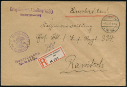 DEUTSCHES REICH 1917 (8.12.) 1K-Brücke: K. D. Feldpoststation/* Nr.146 * + Gez. RZ: Deutsche Feldpost/ 146 + Viol. 1K-Hd - Medicine