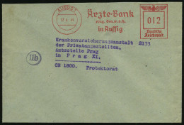 AUSSIG 1/ Ärzte-Bank/ Eing.Gen.m.b.H. 1944 (17.4.) AFS 012 Pf. Inl.-Tarif N. Prag (Böhmen & Mähren = Besetzte CSR), Klar - Medicine