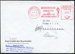 (18) HOMBURG (SAAR)/ MEDIZINISCHE/ FAKULTÄT/ DER/ UNIVERSITÄT/ DES SAARLANDES 1958 (5.9.) AFS Postalia "Saarland" 015 F. - Médecine