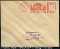 DESSAU 1/ Hygienisches Jnstitut Für Anhalt 1936 (16.10.) AFS-Musterabdruck Francotyp "Hakenkreuz" (Hygiene-Institut) Gla - Medizin