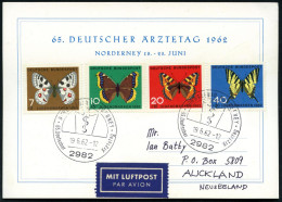 2982 NORDSEEBAD NORDERNEY/ 65.Deutscher Ärztetag 1962 (19.6.) SSt (= Aeskulapstab) 2x Auf Kompl. Satz Wofa (Schmetterlin - Médecine