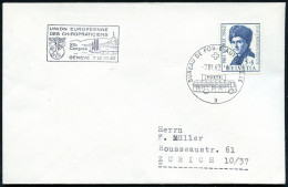 SCHWEIZ 1962 (7.7.) Amtl. HdN: GENEVE/UNION EUROP./DES CHIROPRATICIENS/XIIe/Congrès (Logo) + 1K: AUTO-PA Nr.3, Klar Gest - Medicine