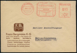 (1) BERLIN-ZEHLENDORF 1/ FRANZ BERGMANN KG. 1953 (12.11.) AFS (Schalen-Logo) Motivgl. Firmen-Bf.: Labora-toriums-Einrich - Médecine