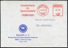 588 LÜDENSCHEID 1/ Krankenhaus/ Für/ Sportverletzte/ Hellersen 1970 (14.8.) Seltener AFS-Typ "Satas Baby" Auf Blauem Vor - Medicine