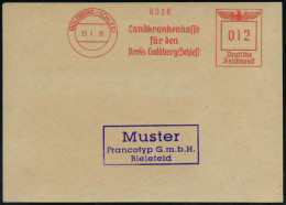 GOLDBERG (SCHLES)/ Landkrankenkasse/ Für Den/ Kreis Goldberg.. 1938 (19.4.) AFS-Musterabdruck Francotyp "Reichsadler" ,  - Autres