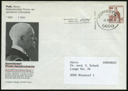 5600 WUPPERTAL/ 101/ GEBÜHR BEZAHLT/ Bluthochdruck../ Melusin 1982 (Okt.) Absenderstempel (= VE) Auf PU 35 Pf- Burgen, B - Médecine