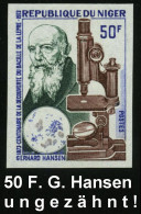 NIGER 1973 50 F. "100 Jahre Entdecker Des Lepra-Bazillus Durch Gerhard Hansen" (norweg. Arzt , Zoologe U. Biologe, 1841- - Medicine