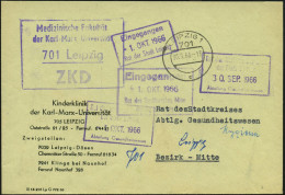 701 Leipzig/ ZKD/ Medizin.Fakultät/ Der Karl-Marx-Universität 1966 (30.9.) Viol. ZKD-Ra.4 + 1K: 701 LEIPZIG 1/c Auf ZKD- - Disease