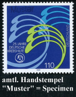 B.R.D. 1999 (Apr.) 110 Pf. "25 Jahre Deutsche Krebshilfe" Mit Amtl. Handstempel  "M U S T E R"   + Amtl. Ankündigungsbla - Malattie