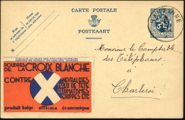 BELGIEN 1934 (16.7.) 50 C. Reklame-P Löwe, Blau: ::LA CROIX BLANCHE/CONTRE/NEVRALGIES / MAUX DE TETE / RHUMATISMES/ GRIP - Enfermedades