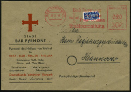 BAD PYRMONT/ Heilt Blut/ Frauen-Rheuma/ Stadtverwaltung 1949 (22.3.) AFS Francotyp (Kreuz) Auf 2 Pf. NoB (= VE) , Zweifa - Disease
