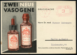 HAMBURG/ *1III/ DEUTSCHES REICH 1935 (3.9.) PFS "Achteck" 3 Pf. Auf Color-Reklame-Kt.: RHEUMA-VASOGEN.. (kl. Randfleck)  - Disease