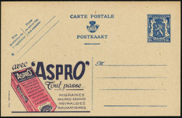 BELGIEN 1941 50 C. Reklame-P. Löwe, Blau: "ASPRO"../MIGRAINES/..RHUMATISMES (Medikament) Französ. Text, Ungebr. (Mi.P 21 - Disease