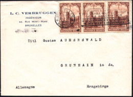 BELGIEN 1929 (22.2.) 60 C.+15 C. Tuberculose-Fond ,reine MeF: 3 Stück (= St.Bavo-Kirche) Sauber Gest. Ausl.-Firmen-Bf.   - Maladies