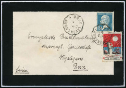 FRANKREICH 1927 (Dez.) 1,50 F. Pasteur + Tbc-Spendenmarke "Le Baiser Au Soleil" (Der Kuss Der Sonne) Mit Frankatur Abges - Maladies