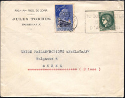 FRANKREICH 1940 (26.1.) 2,50 F. Ceres + Tbc-Komitee-Spendenmke. "Espoir" + 2,50 F. Mit Frankatur Gestempelt (Bordeaux) F - Ziekte