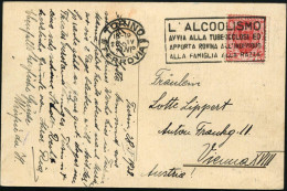 ITALIEN 1928 (28.4.) MWSt.: TORINO/FERROVIA/L'ALCOOLISMO/AVVIA ALLA TUBERCULOSI ED/APPORTA ROVINA.. (= Der Alko-holismus - Krankheiten