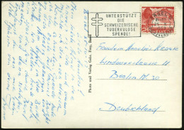 SCHWEIZ 1953 (25.10.) MWSt.: BASEL 2/UNTERSTÜTZT/DIE/SCHWEIZ./TUBERKULOSE/SPENDE! Klar Gest. Ausl.-Ak.: Basel Hbhf. - TU - Ziekte