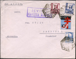 SPANIEN 1937 (30.12.) Tbc-Zwangszuschlag 10 C. + Isabella 25 C. U.1 Pta. + Lokalmarke 5 C. "PRO SEVILLA" + Vs. Viol. Zen - Disease