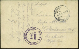 DEUTSCHES REICH 1915 (13.9.) 1K-Brücke: Feldpoststation/Et.Insp.9.Armee (teils Nicht Voll) + Klarer Viol.1K-HdN: Seuchen - Maladies