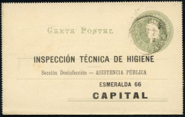 ARGENTINIEN 1901 (Mai) 4 C. Kartenbf. Libertas, Grau + Zudruck: INSPECCION TECNICA DE HIGIENE/Seccion Desinfeccion.. CAP - Disease