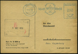 BITTERFELD/ Besucht Bitterfeld 1958 (9.12.) Blauer AFS = DDR-Dienstfarbe (Stadtwappen) Kommunal-Kt.: Mitteilung über Ein - Medizin