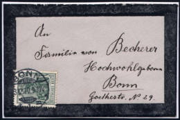 BONN/ *1m 1910 (3.12.) 1K-Gitter Auf  M I N I A T U R - Trauerbf. (Format 10,4 X 6,7 Cm) EF 5 Pf. Germania, Dekorativer  - Medicine