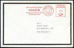 4150 KREFELD 12/ SEIT 1929 BESTATTUNGEN/ MAES.. 1984 (23.7.) AFS Postalia 070 Pf. Auf Fern-Bf. = Porto "Briefdrucksache" - Médecine