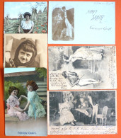 LOT 6 OLD GREETINGS POSTCARDS, ALL USED WITH STAMPS, EXCELLENT CONDITION - Colecciones Y Lotes