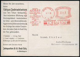 BAD TÖLZ/ *1*/ GEGEN/ ADERVER/ KALKUNG/ UND/ BLUTHOCH/ DRUCK/ DIE/ ADELHEID/ QUELLE/ KRANKEN-HEILER JODQUELLEN AG.. 1936 - Médecine