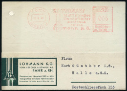 FAHR/ (RHEINL)/ STYPTOPLAST/ Blutstillendes/ Wundpflaster/ Keimtödend../ Lohmann K.G. 1940 (20.4.) AFS Francotyp Auf Fir - Medizin