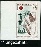 MALI 1965 45 F. "Bio-Labor" ,  U N G E Z.  Randstück = Rotkreuz - B L U T - Labor , Postfr. (Mi.111 U) - BLUT / HÄMATOLO - Médecine