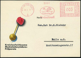 BERLIN-TEMPELHOF/ 1/ Renning/ Jntestinol 1937 (24.4.) AFS Francotyp (Logo: Hahn Auf Waage) Color-Reklame-Kt.: Herz Als P - Medizin