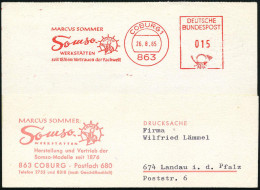 863 COBURG 1/ MARCUS SOMMER/ Somso/ WERKSTÄTTEN/ Seit 1876.. 1965 (26.8.) AFS Postalia = Anatomisches Modell (Rückenansi - Other