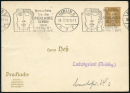 BERLIN C/ D2C/ ..REKLAME/ SCHAU/ ..10.AUG.-8.SEPT. 1929 (20.7.) Band-MWSt (Gesicht Mit Betonung Von  A U G E  Und Ohr) A - Maladies