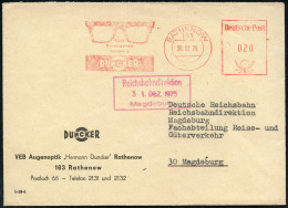 183 RATHENAU/ Fünf/ Kontinente/ Kennen/ DUNCKER 1975 (30.12.) AFS Postalia = Brille Auf Firmen-Bf.: VEB Augenoptik "Herm - Maladies