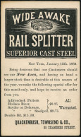 U.S.A. 1883 (22.1.) Reklame-PP 1 C. Liberty, Schw.: WIDE AWAKE/ RAIL SPLITTER = Auge (Quakenbush, Townsend, New York) In - Enfermedades