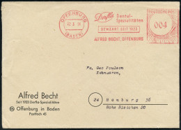 OFFENBURG/ (BADEN)/ Derfla/ Dental-/ Spezialitäten/ ..A.BECHT 1951 (22.3.) AFS Francotyp "Gr. Posthorn" Klar Auf Fernbf. - Medicine