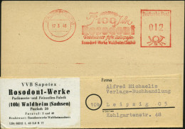 WALDHEIM (SACHS)/ Fast 100 Jahre/ Rosodont/ Waldheimer Feste Zahnpasta/ Rosodont-Werke 1949 (17.3.) Jubil.-AFS + Aufkleb - Médecine